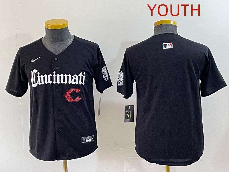 Youth 2025 Cincinnati Reds Blank Black Five generations Joint Name Nike MLB Jersey style 3->youth mlb jersey->Youth Jersey